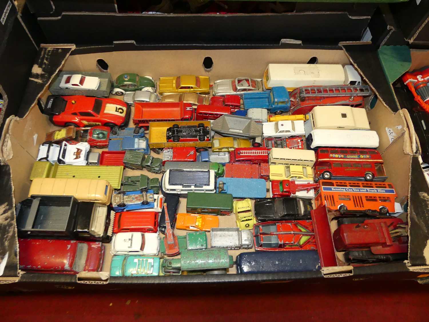 Two boxes of various playworn mainly Matchbox and Dinky loose diecast model vehicles - Image 2 of 2