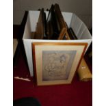 A box of assorted pictures and prints, photographs etc
