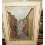 CT Page - street scene, watercolour, and George Hansen - Dutch canal, watercolour (2)