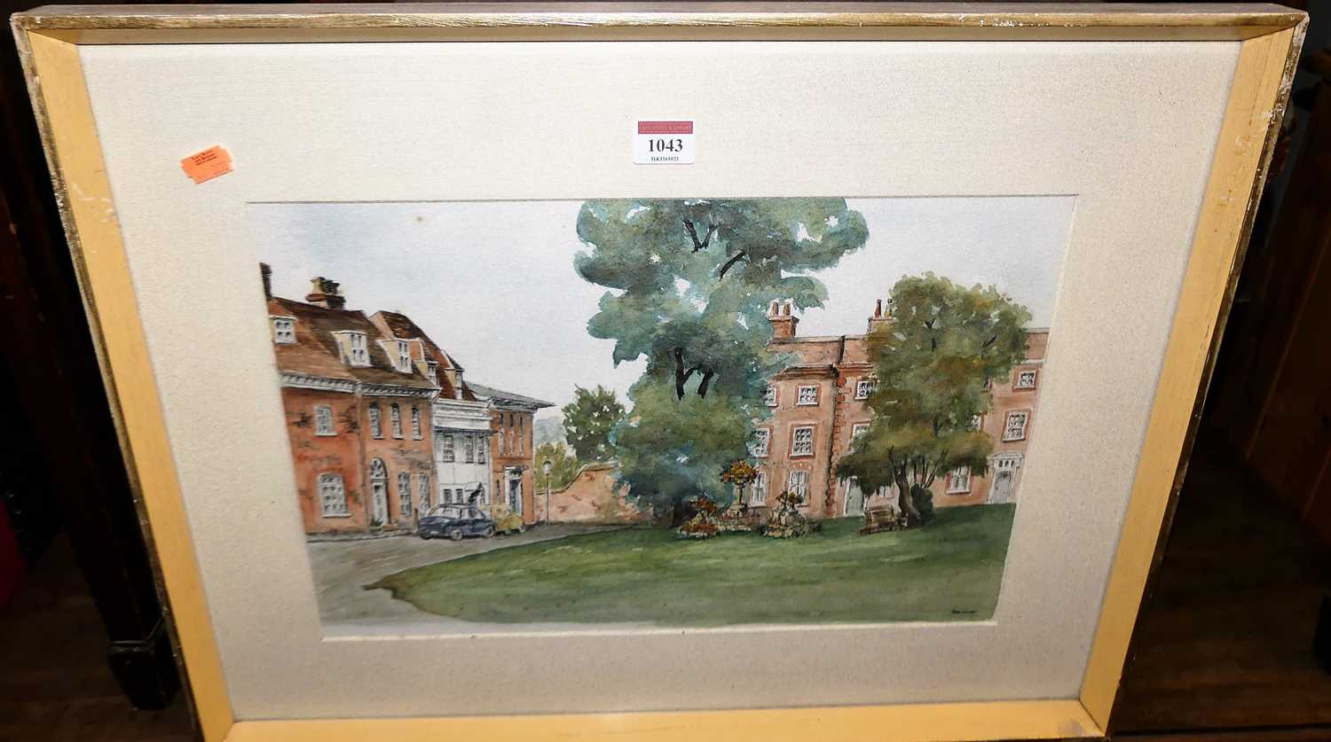 Joan Knight - St Mary's Square, Bury St Edmunds, watercolour, signed lower right, 28x43cm