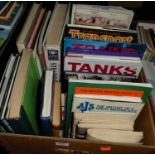 A box of books, mostly trains and tractor related (approx 45)