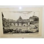 After Giovanni Battista Piranesi (1720-1778) - Veduta del Ponte e Castello Sant'Angelo, monochrome