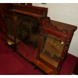 An Edwardian walnut overmantel mirror of good size, having bevelled mirror plates, width 174cm,