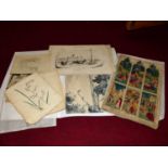 A folio of prints, watercolours, drawings, topographical views etc