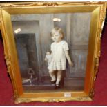 Frank Brown - child portrait overpainted print, 40x30cm, and one other again by the artist, and W