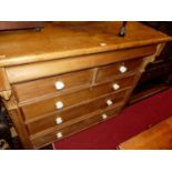 A Victorian, possibly Scottish, pine chest of two short over three long drawers with upper