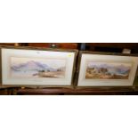 Mid Victorian British school - Loch Etive, Scotland, and near Doloelly? Wales - pair watercolours,