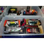 Two boxes of various mostly boxed model scale vehicles, to include MotorMax Premier Collection,