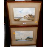 John Reginald Goodman (c1870-?) - Pair; Broadland scenes, watercolours, each signed and dated '96