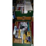 Three boxes of various DVDs and videos, heavy haulage and steam train related (approx 25 videos,