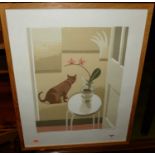 Debbie Urquhart (b. 1972) - still life with cat, lithograph, signed and numbered in pencil to the