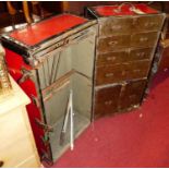 An early 20th century painted metal compactum travelling trunk, the interior fitted with railed