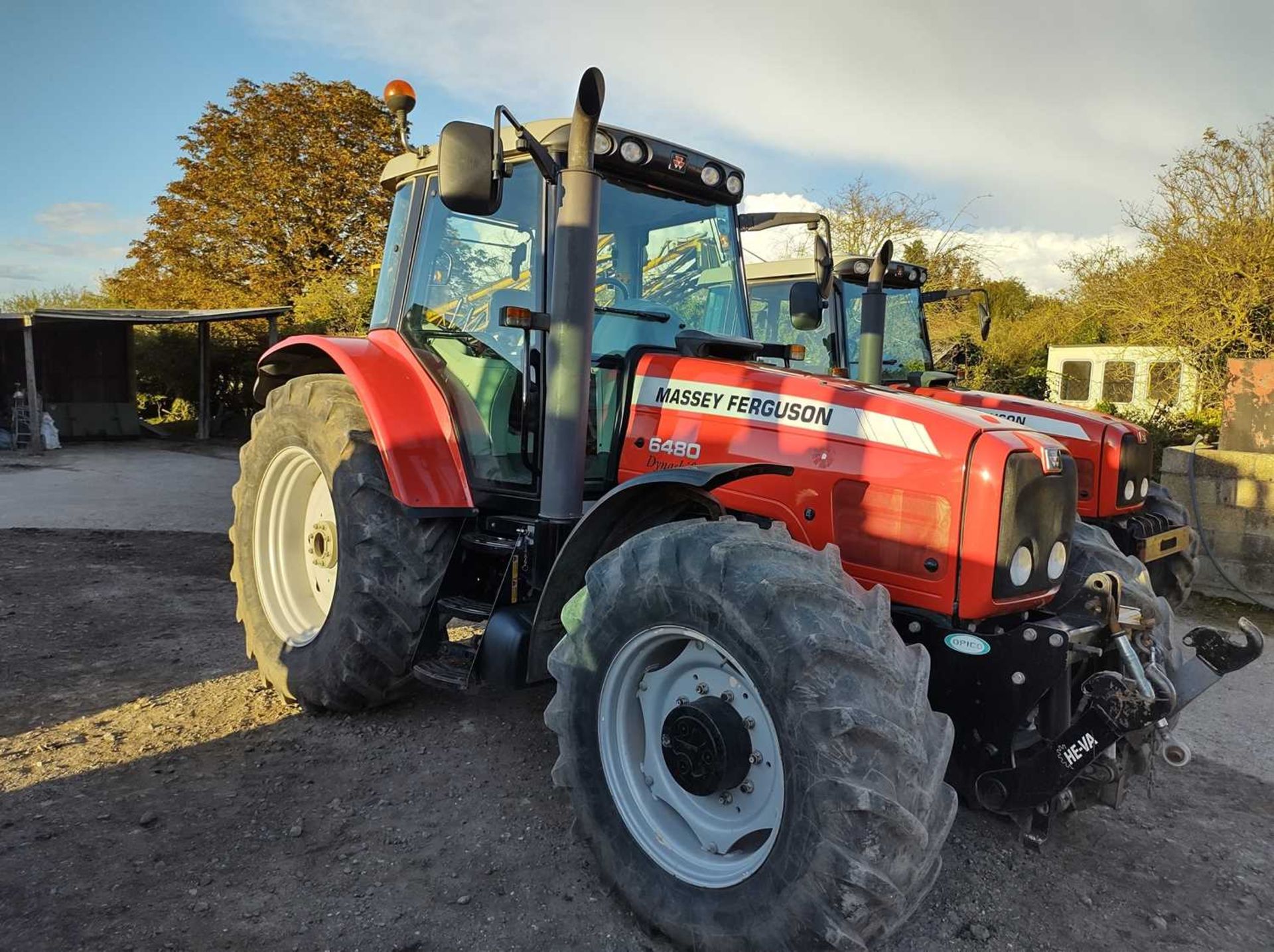 Massey Ferguson 6480 Dynashift Tractor with Opico Front Linkage. 5,799 Hrs. 3 Spools. Reg: AY54 CEA.