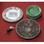 A collection of miscellaneous items to include a cast metal shallow dish of circular form, decorated