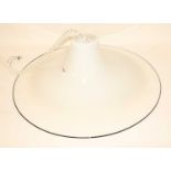 A large 20th century white tinted glass ceiling pendant shade of flared shape, probably Murano, 60cm