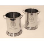 A pair of modern twin handled champagne coolers, each marked Louis Roederer