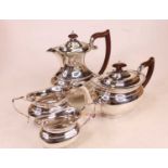 A 1960s/70s harlequin silver four-piece tea service, to include teapot, hot water jug, sucrere and