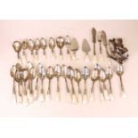 An incomplete suite of French silver plated dessert cutlery, having mother of pearl handles;