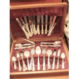 A teak cased canteen of silver plated cutlery, eight-place setting