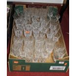 A box of miscellaneous cut glass ware, to include wine hocks, whisky tumblers, liqueur glasses etc