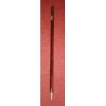 A 20th century stained beech and brass mounted military parade stick 97cm