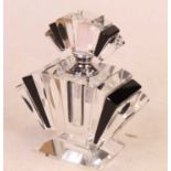 An Art Deco clear and black tinted glass fan-shaped scent bottle and stopperCondition report: As
