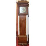 A circa 1800 provincial oak long case clock, the brass square dial with date aperture and signed