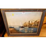 Brouillet(?) - Harbour scene, lithograph, signed lower right, 39 x 48cm