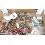 One tray containing a large selection of various lead hollow cast and plastic miniatures to