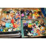 Three trays containing a quantity of late and 1980s and 1990s action figures to include Batman,