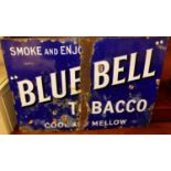 An enamel advertising sign for Bluebell Tobacco, some losses 50x76cm