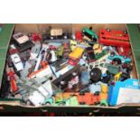 One tray containing a quantity of mainly loose playworn diecasts to include Dinky Toys, Spot-On, and