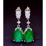 Kari Chaudhry: Drop Earrings with laboratory grown green sapphire and diamonds Elegant drop