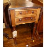 A Regency mahogany dropflap two-drawer work table, raised on turned supports