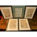 A series of 19th century engraved and hand coloured strip maps from across the country to include