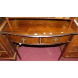 A circa 1900 rosewood bowfront two drawer side table, w.90cm