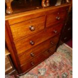 A Victorian mahogany round cornered chest, of two short over three long drawers, w.98cmCondition