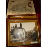 A pair of reproduction monochrome photographic prints; together with two reproduction county maps (