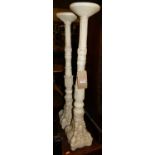 A pair of contemporary French style white painted composite pedestal plant stands, each h.94.5cm