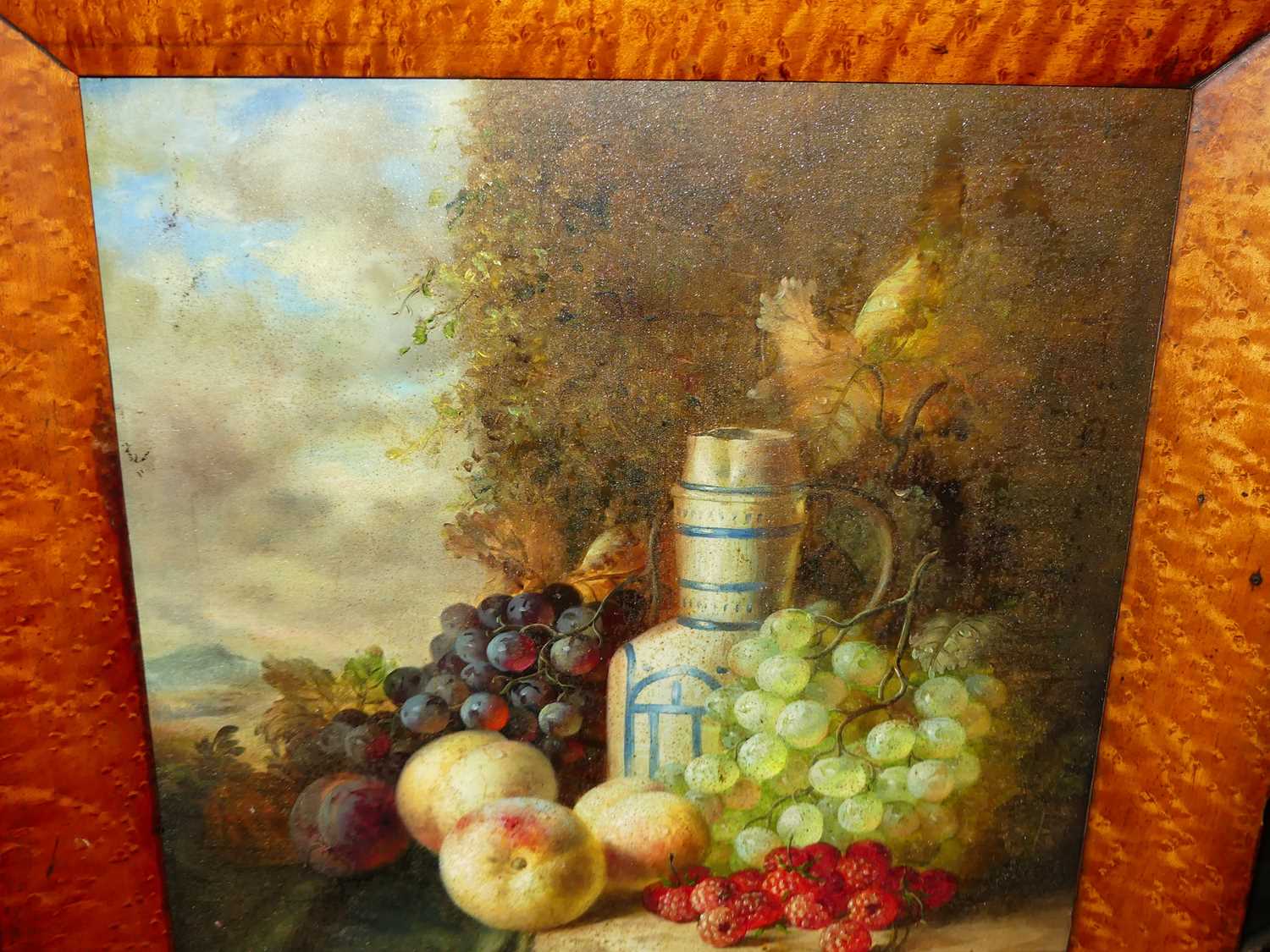 Follower of Henry George Todd - Pair; Still life with fruit in a basket, and Fruit on a stone ledge, - Image 3 of 5