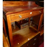 A 19th century mahogany three-quarter gallery backed and tan leather inset single drawer writing