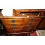 An Edwardian mahogany low squarefront chest, of two short over three long drawers, w.90cm