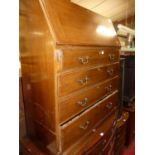 A mahogany slopefront four drawer writing bureau, w.89cm