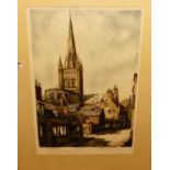 John Lewis Stant (1905-1964)- The Cathedral, Norwich, mezzotint, signed and titled in pencil to