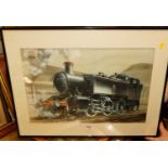 D G Mackay - British Railways print of a steam-fired locomotive, 36 x 55cm; and one other (2)