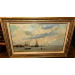 William Francis Burton (1907-1995) - Boats off Harwich, oil on mill board, signed lower right, 30