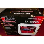 A Zana Professional ZA8500W gasoline generator, new model 2020, appears unused and boxedCondition