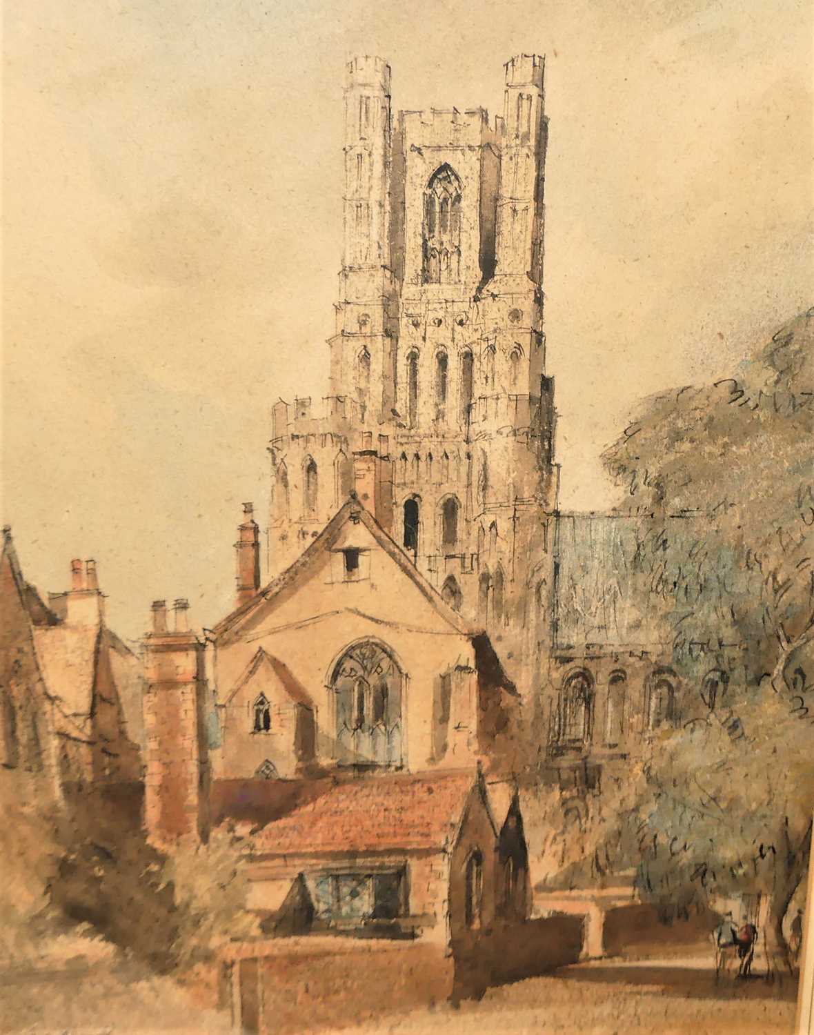 Anthony Davis - Church tower, ink and watercolour wash, signed lower left, 39 x 30cm - Image 2 of 3