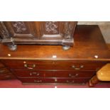 A 19th century mahogany chest, of three long drawers (lacking supports), w.110cm