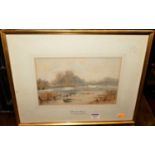 Wilmott Pilsbury (1840-1908) - flooded fields, watercolour, signed lower right, 17x27cm